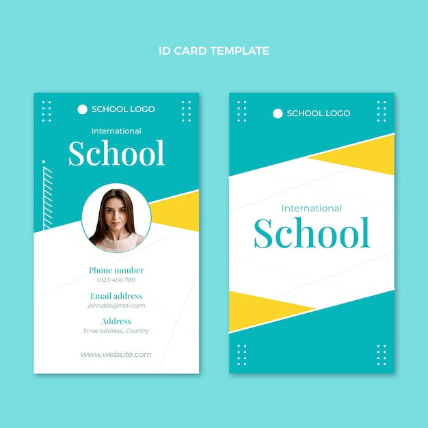 Flat design minimal international school id card