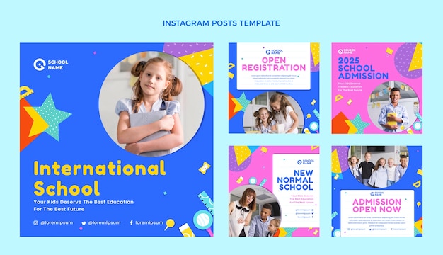 Плоский дизайн минимальный пост в instagram международной школы