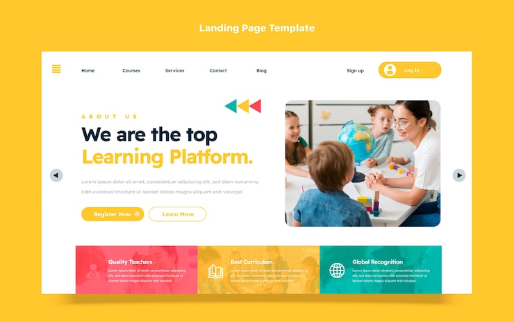 Free Vector flat design minimal international school landing page