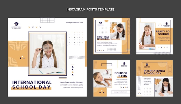 Free vector flat design minimal international school template