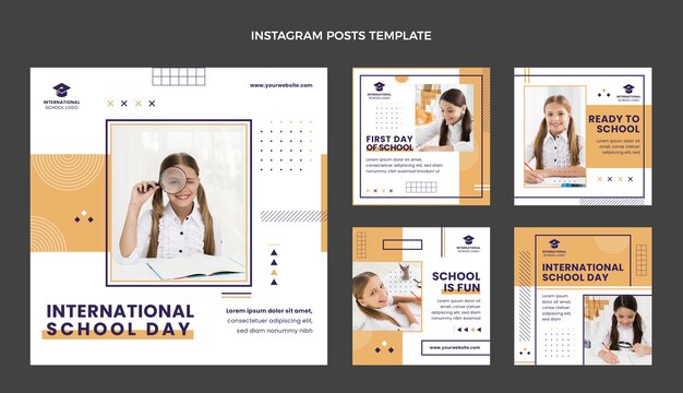 Flat design minimal international school template