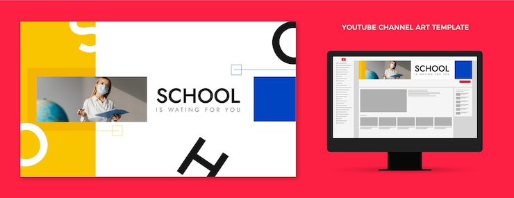 무료 Vector 평면 디자인 최소한의 국제 학교 템플릿