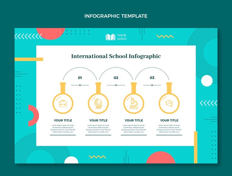 무료 Vector 평면 디자인 최소한의 국제 학교 템플릿