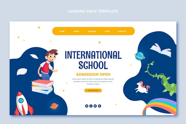 Vettore gratuito modello di scuola internazionale minimal design piatto