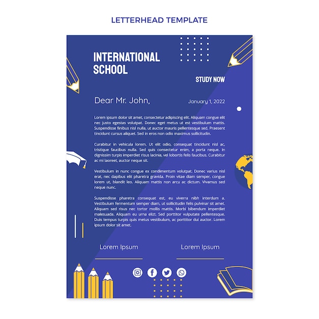 Free vector flat design minimal international school template