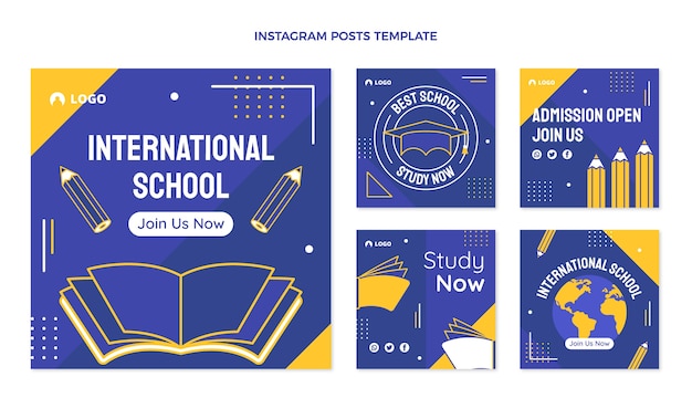 Free vector flat design minimal international school template