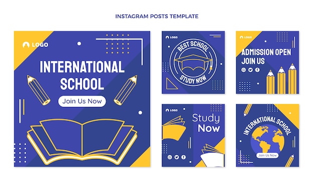 Flat design minimal international school template
