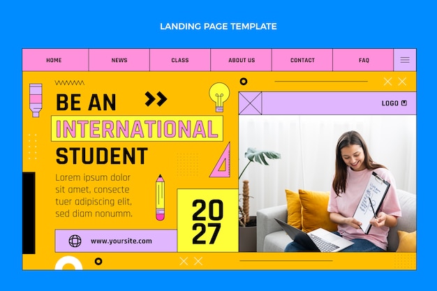 Free vector flat design minimal international school template