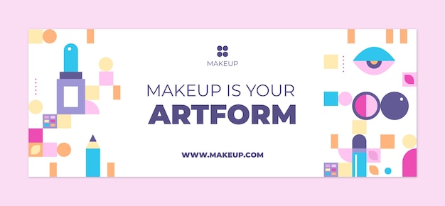 Free vector flat design minimal makeup artist facebook cover