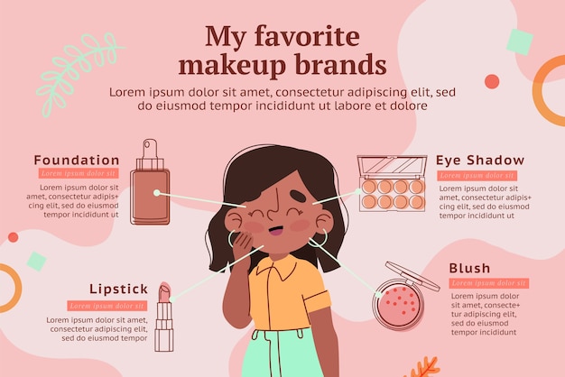 Free vector flat design minimal makeup artist infographic