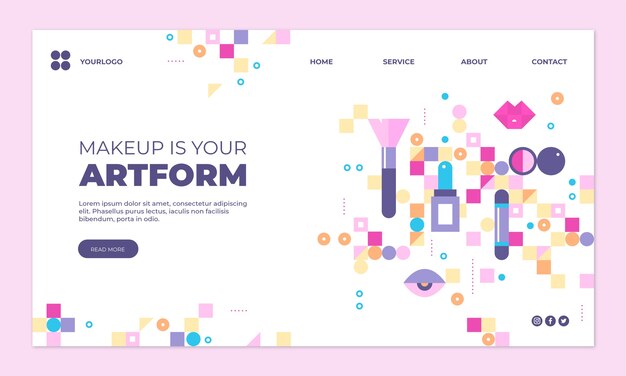 Flat design minimal makeup artist landing page