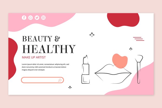 Flat design minimal makeup artist landing page