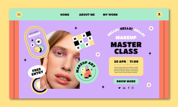 Free vector flat design minimal makeup artist landing page