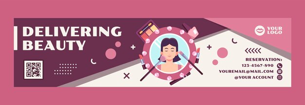 Free vector flat design minimal makeup artist template