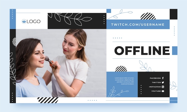 Flat design minimal  makeup artist twitch background