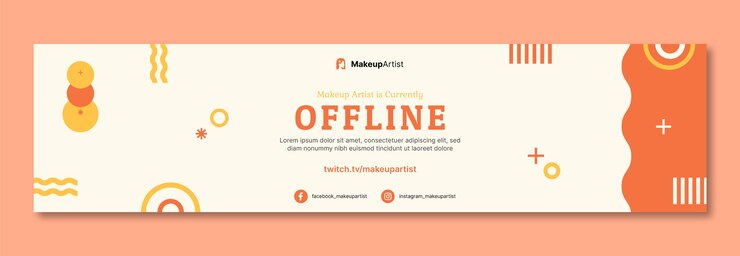 Free Vector flat design minimal makeup artist twitch banner