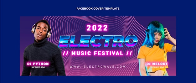 Flat design minimal music festival facebook cover