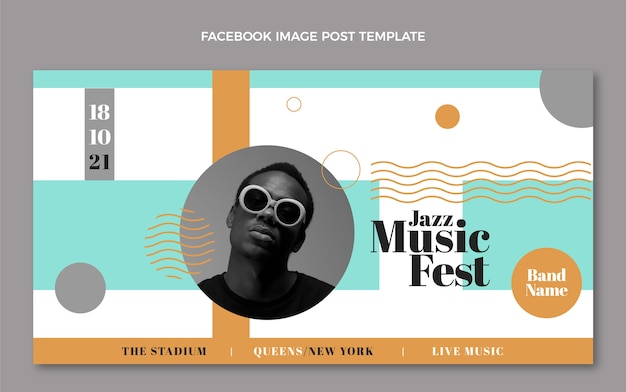 Post di facebook del festival di musica minimale dal design piatto