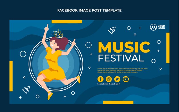 Flat design minimal music festival facebook post