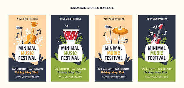 Flat design minimal music festival instagram stories