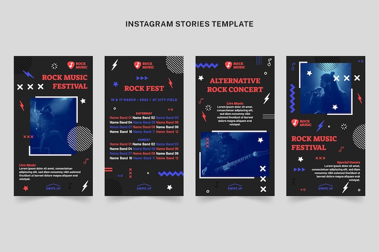 Free Vector flat design minimal music festival instagram stories