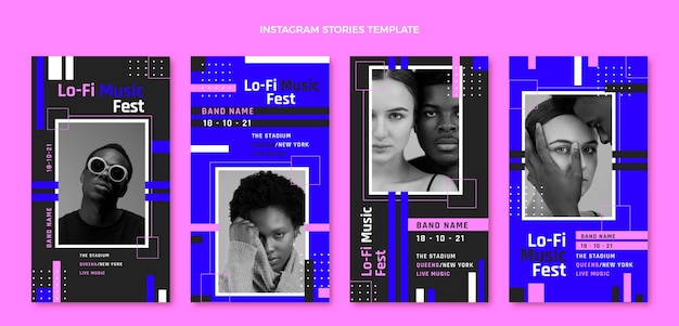 Плоский дизайн минималистичный музыкальный фестиваль instagram рассказы