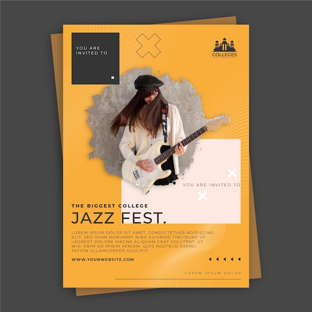 Free vector flat design minimal music festival invitation