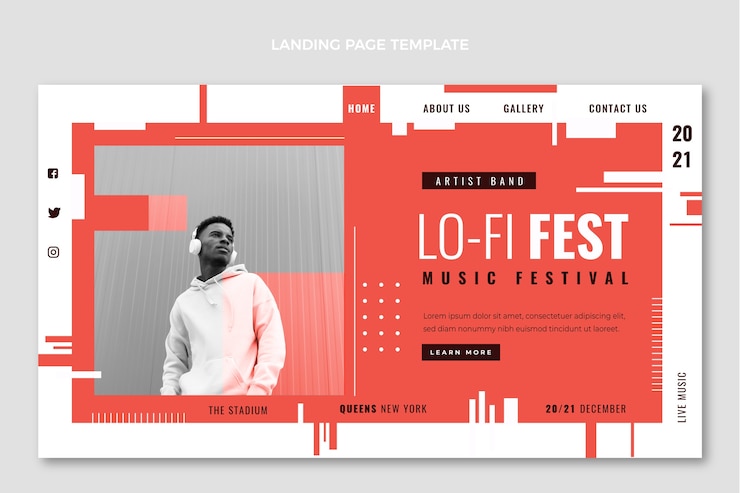 Free Vector flat design minimal music festival landing page