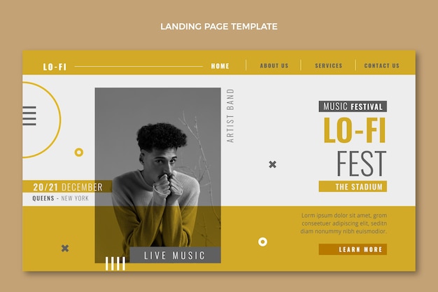 Flat design minimal music festival landing page