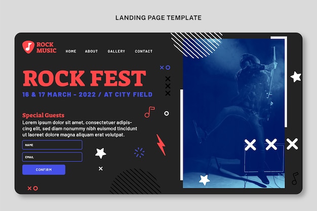 Flat design minimal music festival landing page