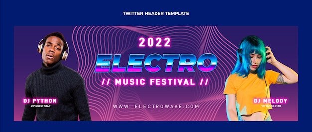 Vettore gratuito intestazione twitter del festival musicale minimale dal design piatto