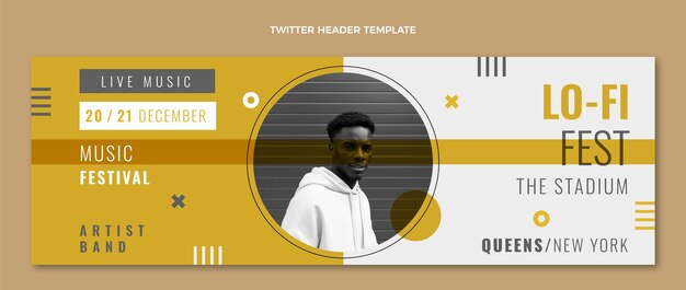 Flat design minimal music festival twitter header