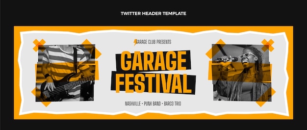 Flat design minimal music festival twitter header