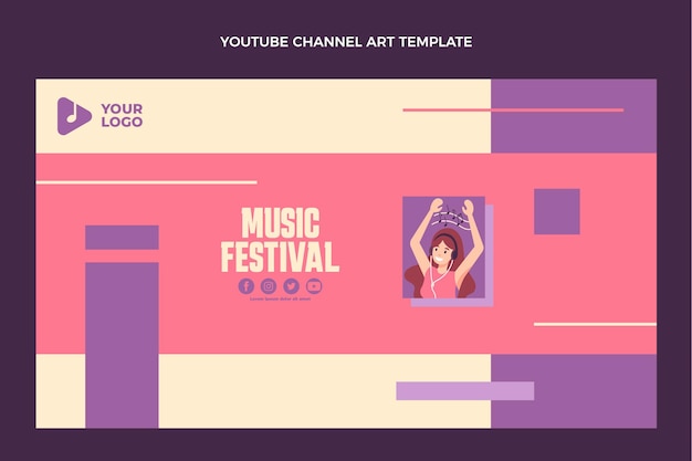 Flat design minimal music festival youtube channel