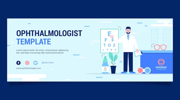 Flat design minimal ophthalmologist facebook cover