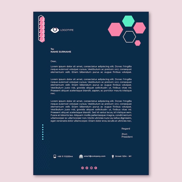 Flat design minimal ophthalmologist letterhead