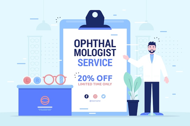 Free vector flat design minimal ophthalmologist sale background