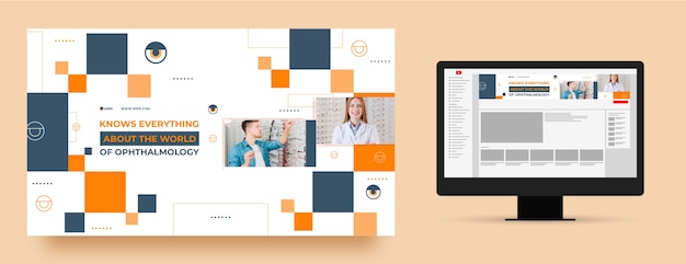 Бесплатное векторное изображение Плоский дизайн минимальный офтальмолог youtube канал искусства