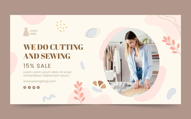 Free vector flat design minimal seamstress facebook template