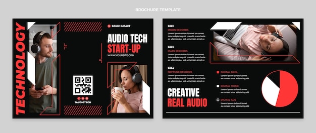 Vettore gratuito brochure con tecnologia minimale dal design piatto