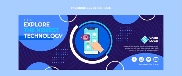 フラットデザインミニマルテクノロジーフェイスブックカバーテンプレート