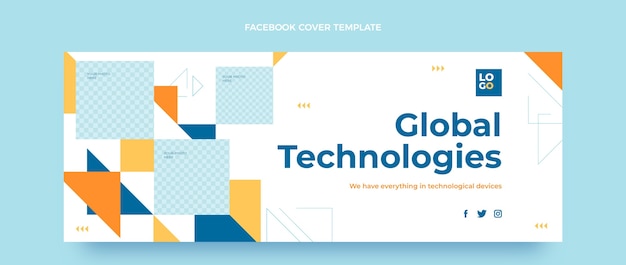 Copertina facebook dal design piatto con tecnologia minimale