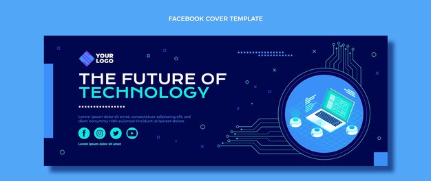 평면 디자인 최소한의 기술 페이스 북 커버