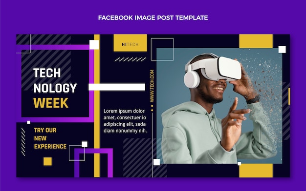 Free vector flat design minimal technology facebook post template