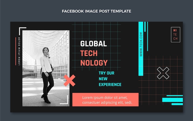 Post di facebook con tecnologia minimale dal design piatto