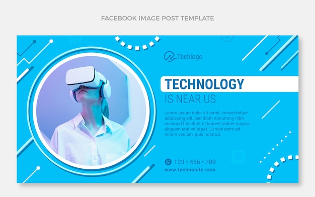 Vettore gratuito post di facebook con tecnologia minimale dal design piatto