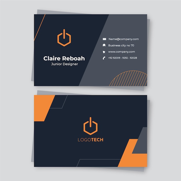 Free vector flat design minimal technology horizontal business card