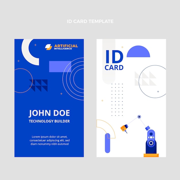 Free vector flat design minimal technology id card