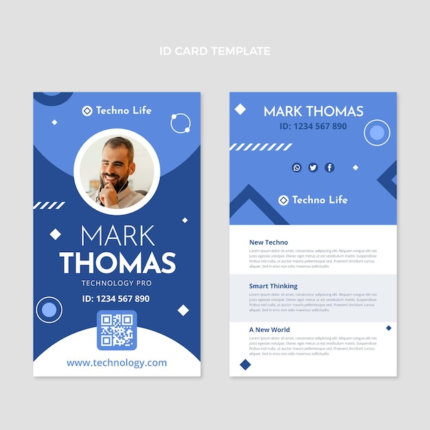 Free vector flat design minimal technology id card