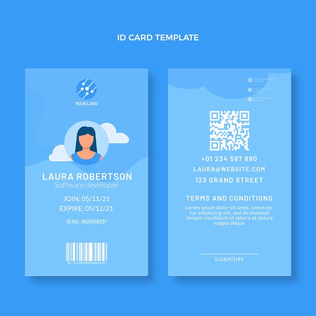 Flat design minimal technology id card